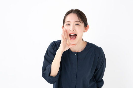 呼ぶ女性・応援・声援