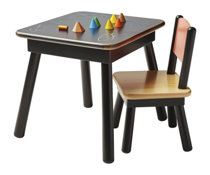 Children's Activity Table and Chair Set with Chalkboard Surface