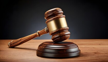 A wooden gavel and sound block taking center stage. The gavel, a symbol of authority, rests atop the sound block, a tool to stop people from making a noise in the court, and to keep silent 