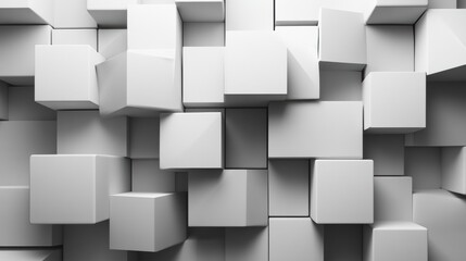Geometric wallpaper with 3D cube effects in monochromatic shades for modern interiors