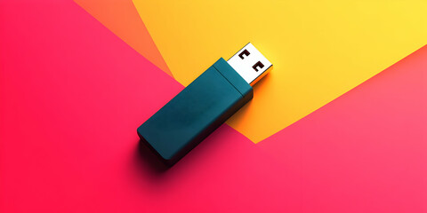 Fototapeta premium 3D Render USB Drive on Colorful Background