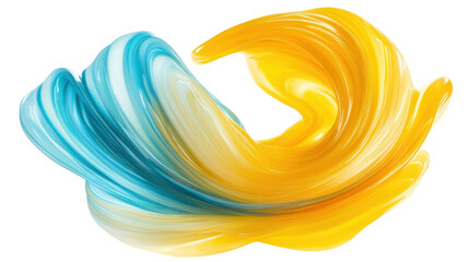 Mint and yellow abstract shape on transparent background