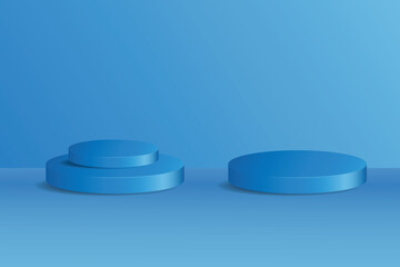3D Circular Podium in light blue room for technology concept product display and showroom Mockup