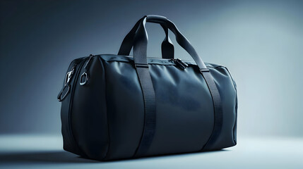 3D Render Black Duffle Bag