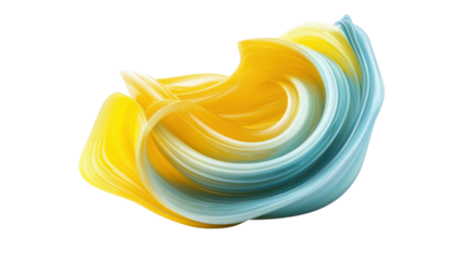Mint and yellow abstract shape on transparent background