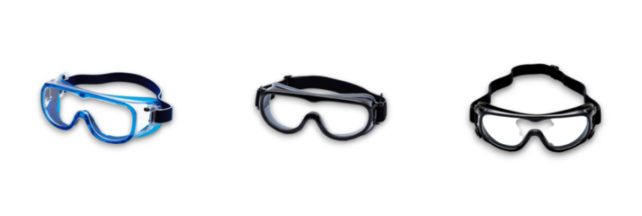A set of safety goggles isolated on a transparent background