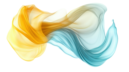 Mint and yellow abstract shape on transparent background