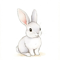 Cute Minimal Isolated Watercolor Rabbit Design Whimsical and Playful Art for Kids' Rooms Nursery Decor and Animal Lovers Perfect for Prints and Stationery