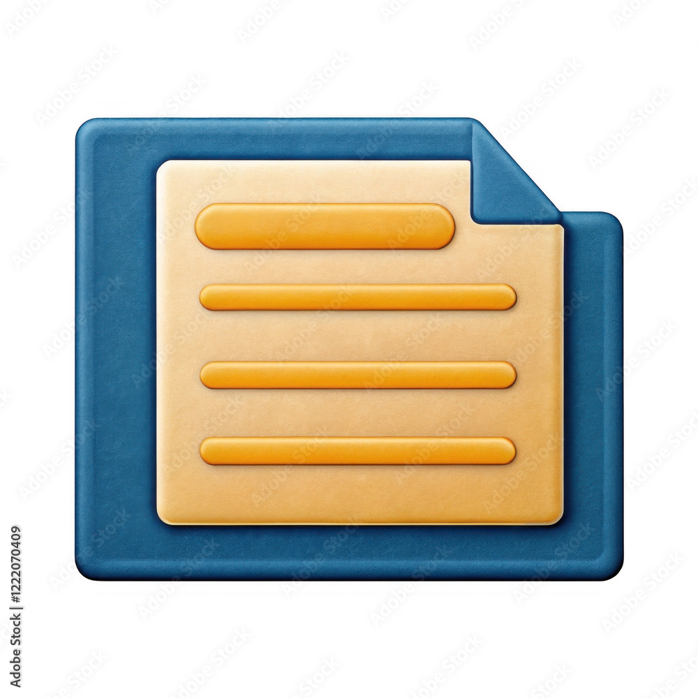 Poster a stylized document icon featuring horizontal lines on a golden background with a blue corner.