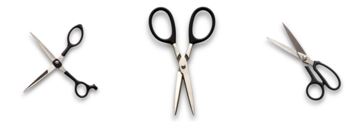 Isolated scissors on a transparent background, perfect for cutting tasks