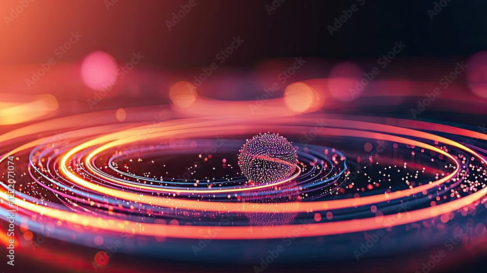 Poster renewable resources concept. abstract representation of colorful ripples and particles in vibrant mo