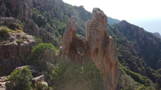 Corscia Calanques de Piana Mountain Road Drone Panorama Corscia France