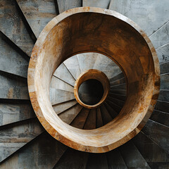 Fototapeta premium Spiral Staircase: A captivating perspective of a spiral staircase, its stone steps winding upwards towards an unseen destination.
