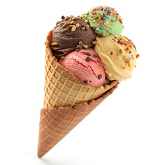 Colourful Cone Ice Cream ai generated