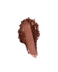 Smear of brown eyeshadow isolated on white background. Crushed eyeshadow.