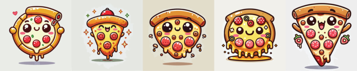 Cute pizza vector has arms and legs