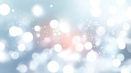 Obraz premium Shimmering Abstract Background: A captivating abstract background with a soft, blurred gradient of blue, white, and pink hues. Sparkling bokeh effects add a touch of magic to the ethereal composition.