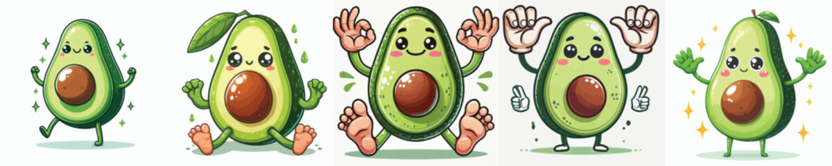 Avocado fruit vector has cute hands and feet