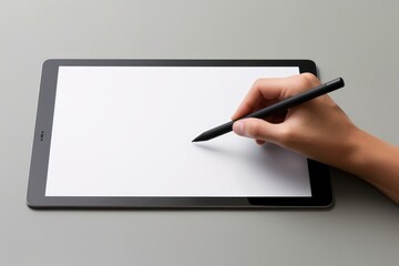 Tablet blank screen pen computer writing.
