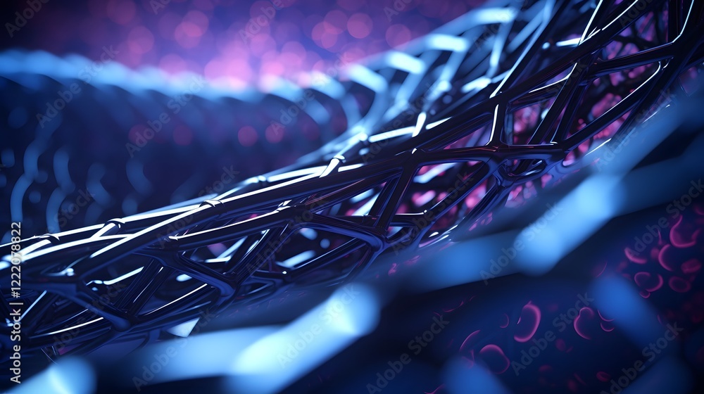 Poster futuristic 3d render showcasing the intricate molecular structure and lattice design of a carbon nan