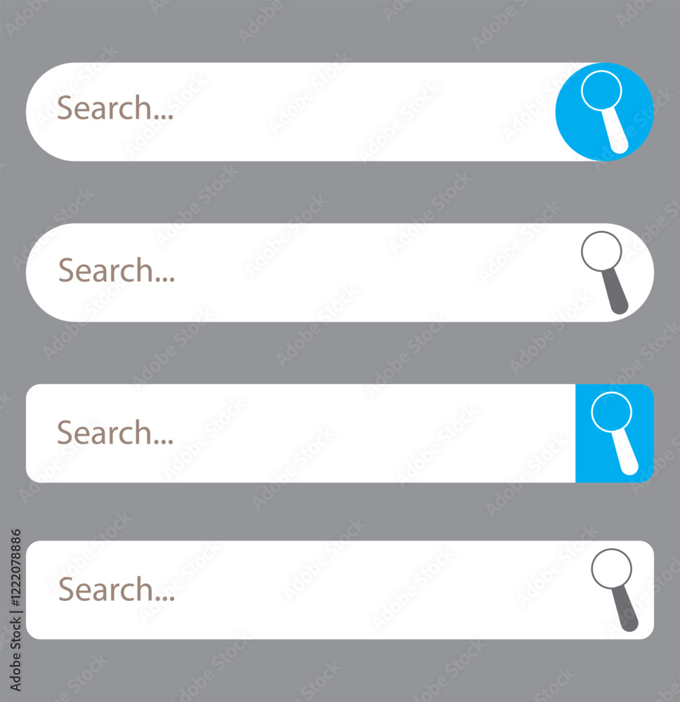 Poster search bar icon set. search form with shadow. ready search bar for web design, app, software and int