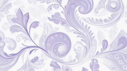Fototapeta premium Paisley wallpaper with elegant swirling floral shapes in soft lavender hues
