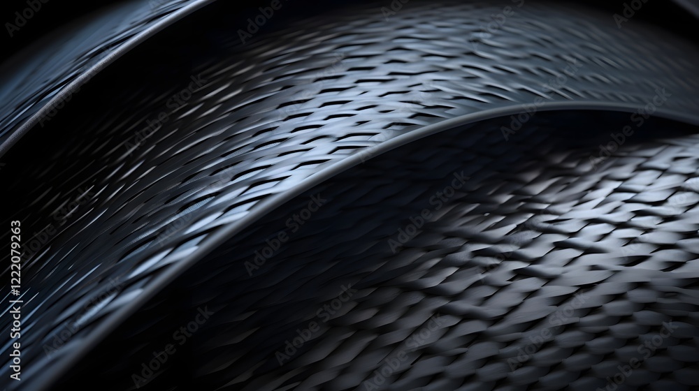 Poster a vibrant image of an intricate woven carbon fiber sheet highlighting the sophisticated textures and