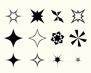 different stylized starburst designs, perfect for graphic design, web, or print