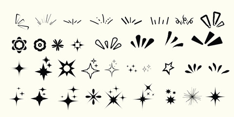 Collection of Geometric Sparkle and Star Design Elements