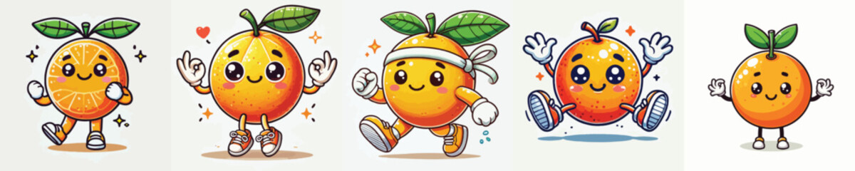 vector collection of cute oranges with limbs