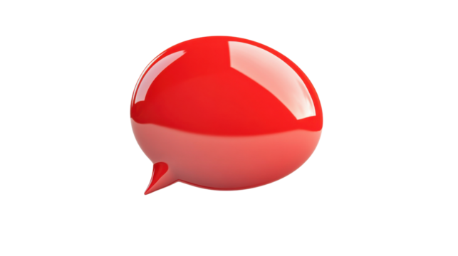 Red Text box, speech bubble on transparent background 