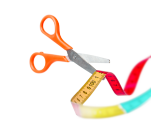 Tape and scissors. Concept of weight loss, diet and detox.