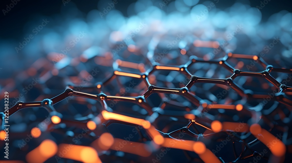 Poster captivating 3d render of graphene a remarkable form of carbon with shimmering luminous edges highlig