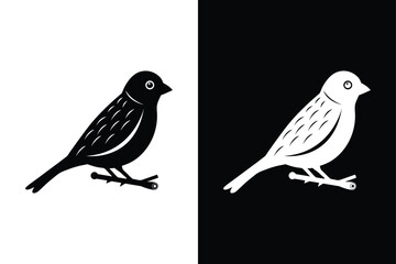 Modern Sparrow Silhouette Icon Crisp Black & White Vector.