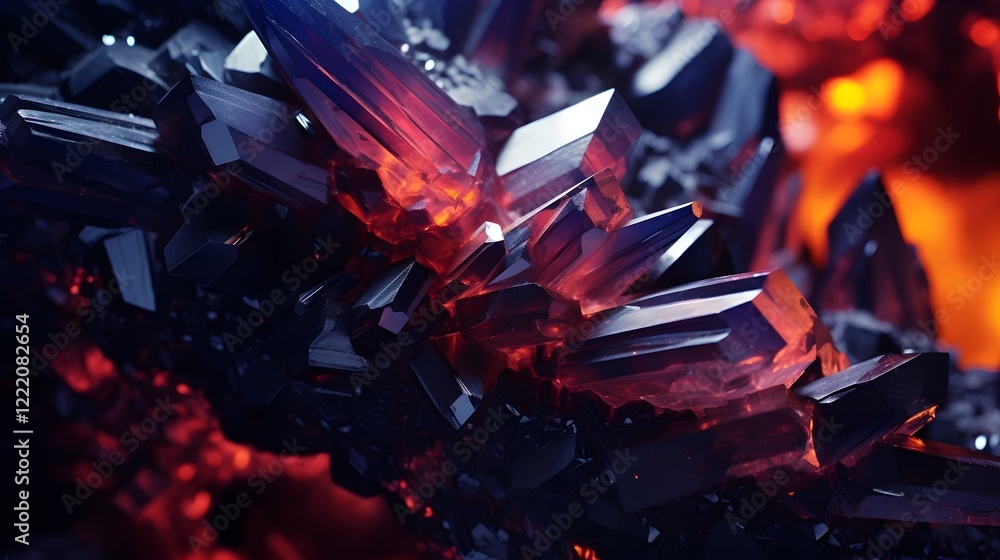 Poster captivating macro photography showcasing the intricate and mesmerizing patterns of carbon crystal fo