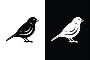 Modern Sparrow Silhouette Icon Crisp Black & White Vector.