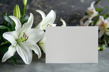 Elegant White Lily Flowers with Blank Card for Creative Designs