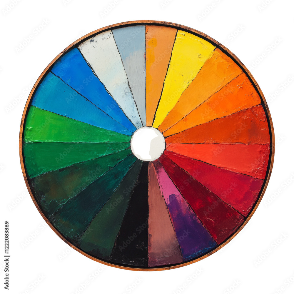 Fototapete this image shows a circular color wheel with various shades of paint meticulously applied to each se