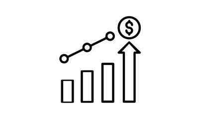  Growth success arrow icon.  Growth chart icon. Growing bar graph. Vector illustration.