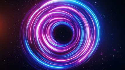 Abstract Cosmic Spiral with Vibrant Neon Glow