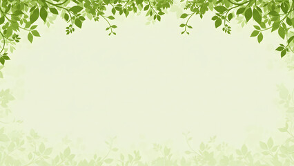 This image features a nature-inspired design with green leaves and branches framing a soft light green background.
이 이미지는 부드러운 연두색 배경 위에 푸른 나뭇잎과 가지가 장식된 자연 친화적인 디자인을 보여줍니다.