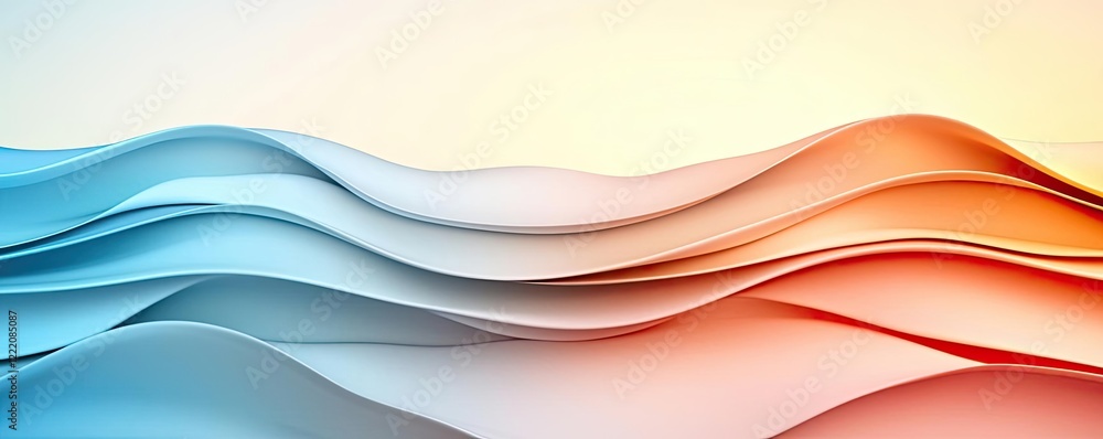 Aufkleber clean design minimalist concept. abstract waves in blue and orange colors create a visually captivat