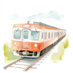 Obraz premium Train Speeds on Tracks in Minimal Isolated Setting Capturing the Essence of Motion and Simplicity Perfect for Transport and Travel Themes in Stock Photography