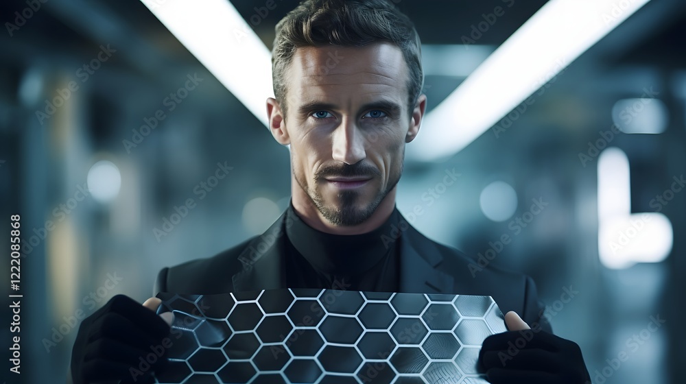 Aufkleber a scientist holding a cutting edge graphene sheet showcasing a groundbreaking carbon based material 
