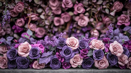 Naklejka premium Romantic Purple Pink Roses Floral Background Wedding Valentines