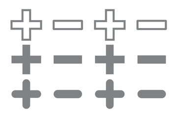 Fototapeta premium Round plus sign and minus sign icon set. Vector.
