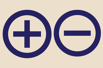 Obraz premium Round plus sign and minus sign icon set. Vector.