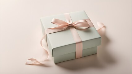 Elegant sage green gift box with a delicate blush pink ribbon, perfect for minimalist branding or holiday marketing.