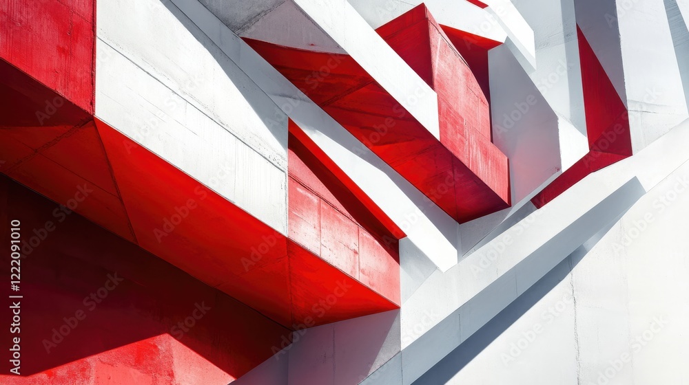 Poster Abstract Red and White Geometric Patterns in Modern Architecture
