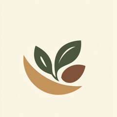 Minimalist Abstract Illustration of Leaf and Seed on Neutral Background